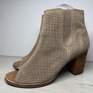 TOMS Women’s Majorca Peep Toe Suede Ankle Boots Side Zipper Size 7